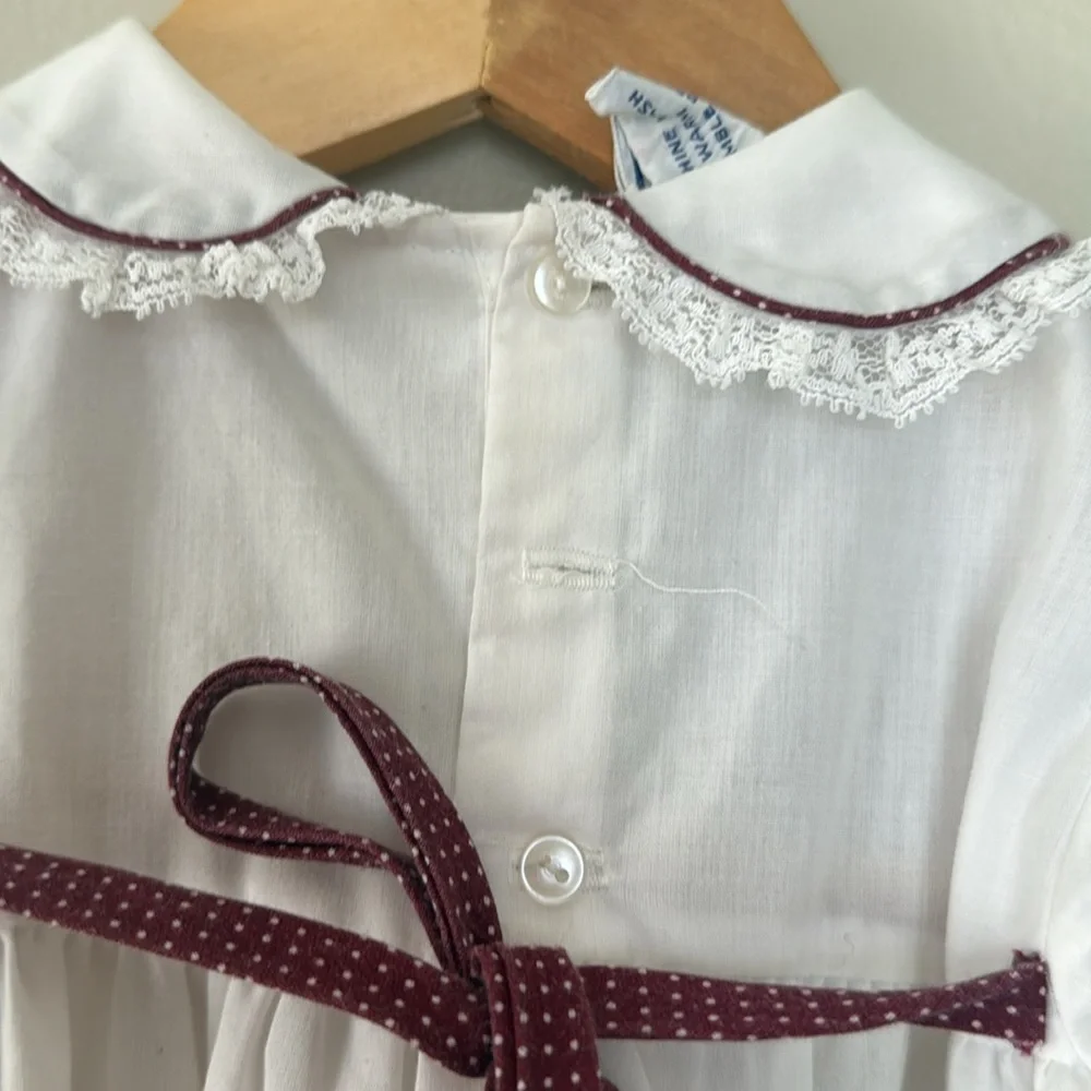Vintage White Baby Dress with Embroidered Details 12 months - Picture 6 of 9